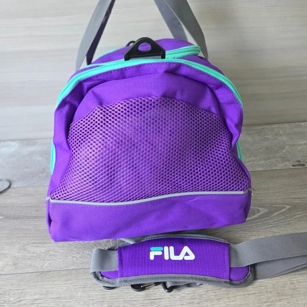 Fila Sport Duffle Bag Purple Teal Polyester Ripstop Gym Travel Carry On